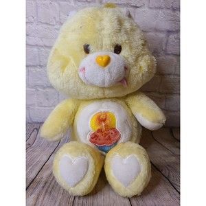 Kenner Care Bear Birthday Bear Yellow plush stuffed 13" 1983